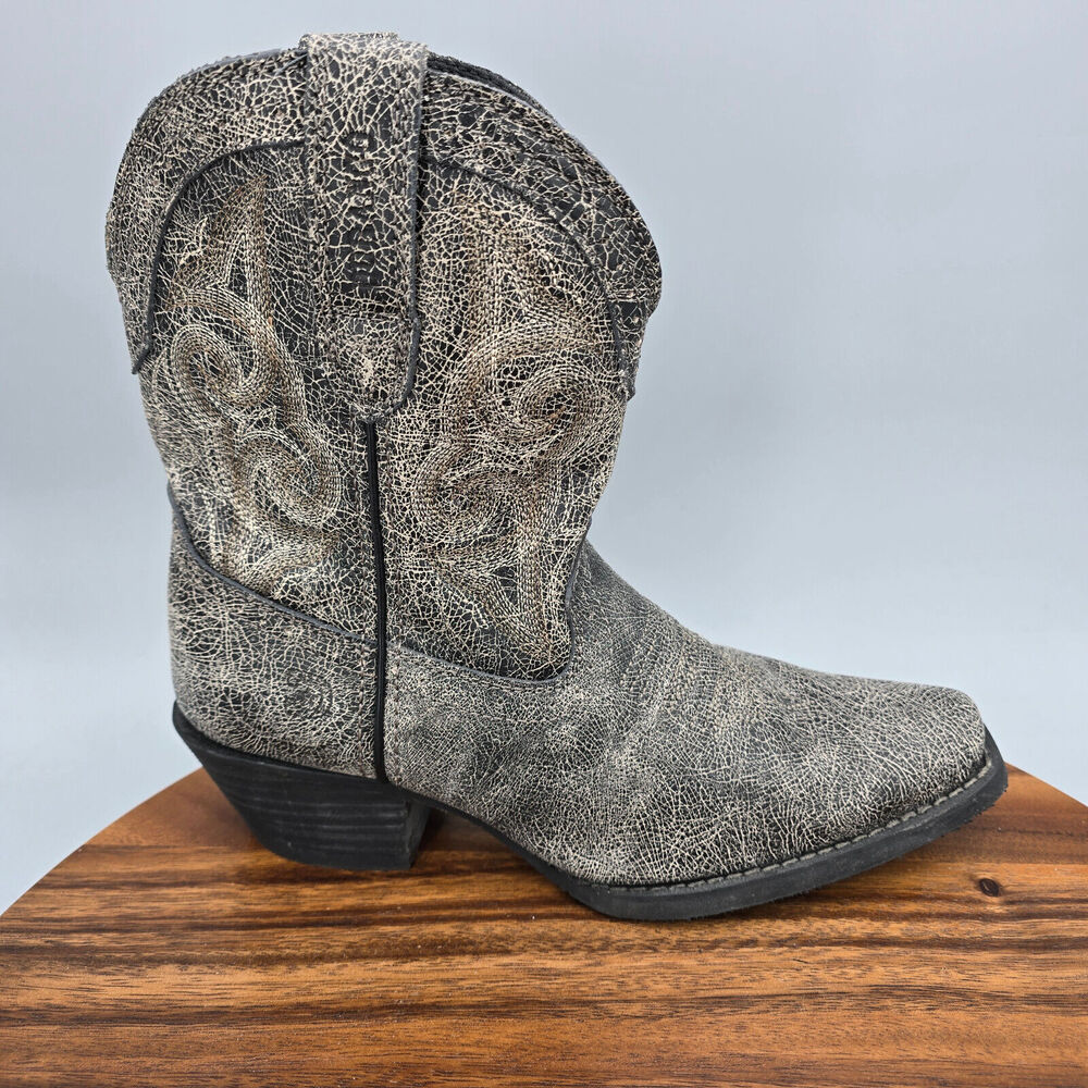 Durango Crush Boots Womens 6 M Pewter Distressed Leather Shortie Western Booties